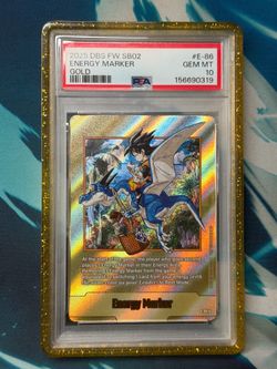 Dragon Ball Fusion World PSA 10 SB02 Manga Booster Energy Marker E-86 GOLD
