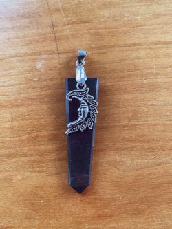 Shungite crystal moon pendant silver plated