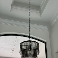 Modern Tiered Black Chandelier – Statement Entryway Lighting