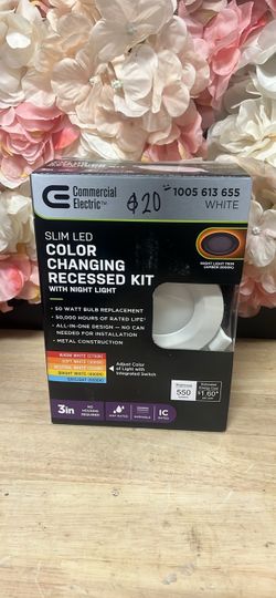 Commercial Electric 3 in. Canless Integrated LED Recessed Light Trim with Night Light 550 Lumens Adjustable CCT New Construction Remodel