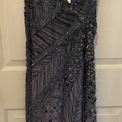 Jovani Beaded Floor Length Gown- Size 14- Strapless - Corset- Whimsigoth- Gray