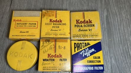 Vintage Kodak & Tiffen Camera Lens Filter Lot Series VI – Color/Light Filters + Viewer