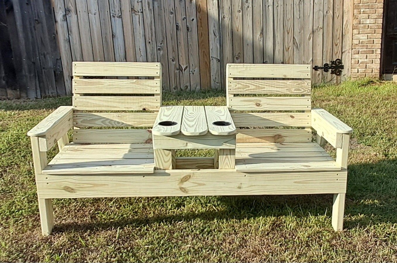 Handmade Unfinished Outdoor Double Seat Chair