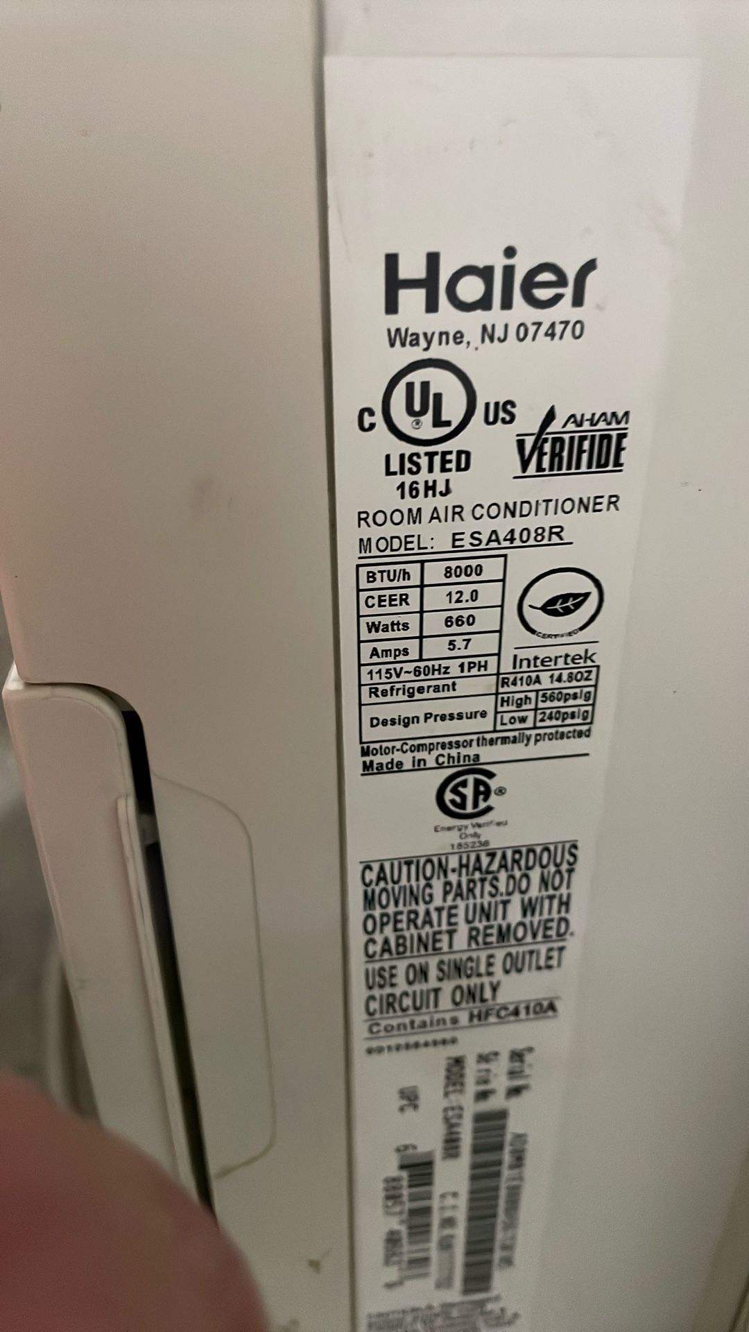 8000 BTU AIR CONDITIONER HAIER