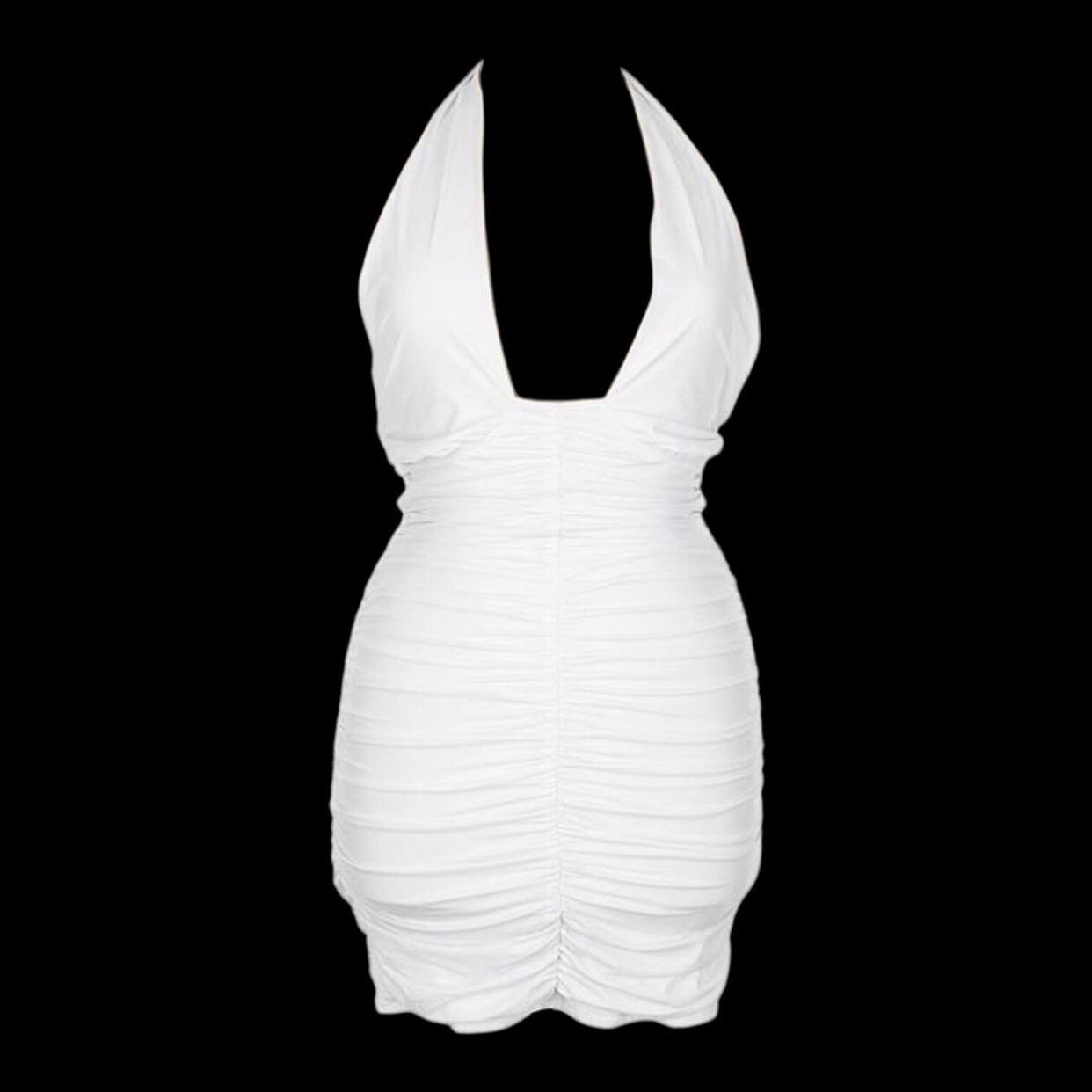 Women's Short White Halter Dress, XL