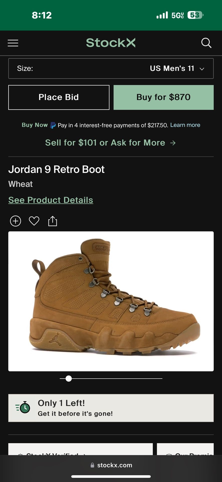 Air Jordan 9 Retro Boot NRG 'Wheat'