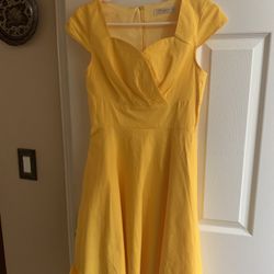 Women Yellow Dress With Pockets Size XS