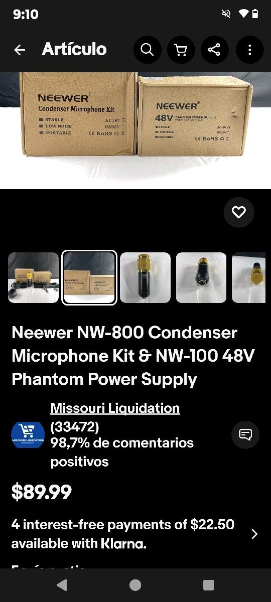 Neewer NW-800 Condenser Microphone Kit & NW-100 48V Phantom Power Supply