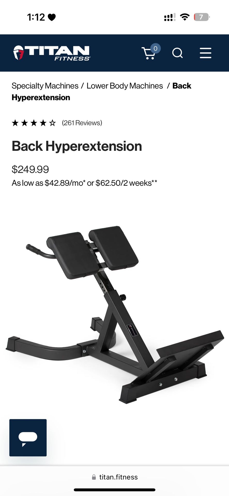 Titan Fitness Back Hyper Extension Machine