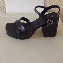 Calvin Klein Black Chunky Heel 