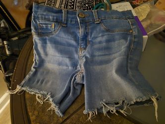 Jordache Jean Shorts Girls 10 Light Wash Distressed Denim