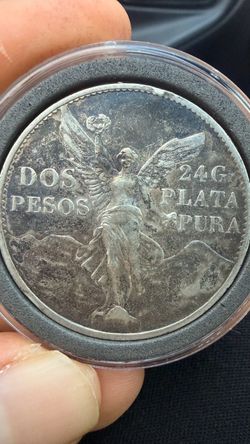 Mexico 1921 2 Pesos Silver Coin Dos Pesos 24 Gr Plata Pura toned very Nice Piece