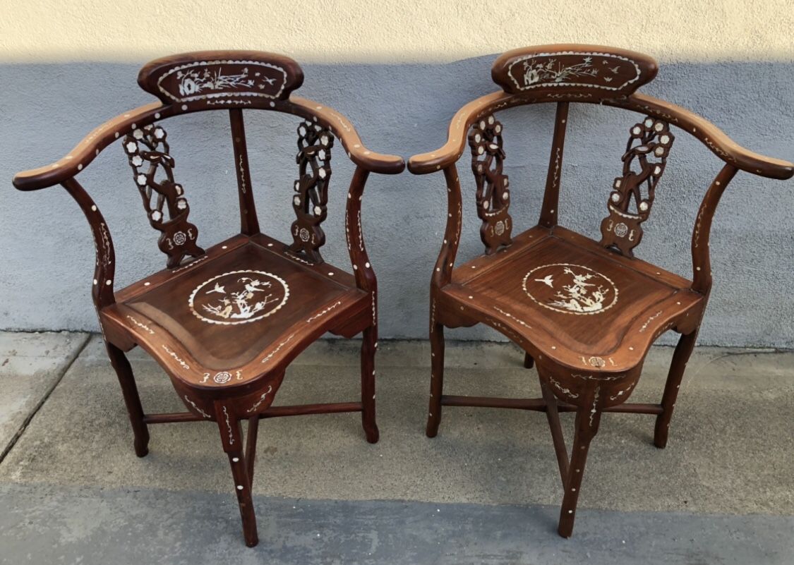 Antique Soap Stone inlay Chairs