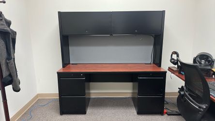 Desk and Cabinet Combo with light and pin up board