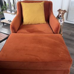 Velvet Joybird Chair & Ottoman
