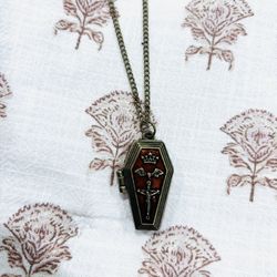 Coffin Locket Necklace With Long Chain