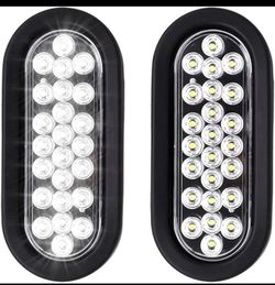 6 Inch Oval White 24 LED Bright Clearance Lights Sealed Side Marker Bulb Tail Reverse Backup Universal Trailer RV Truck Lorry 12v DC (Pack of Brand Ne