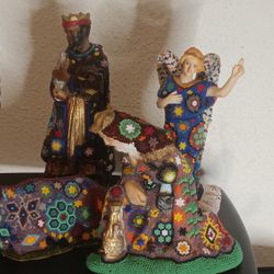 Native  Huichol Indians Beaded Nativity Scene