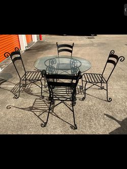 Wrought Iron Patio Table and 4 Chairs Set
