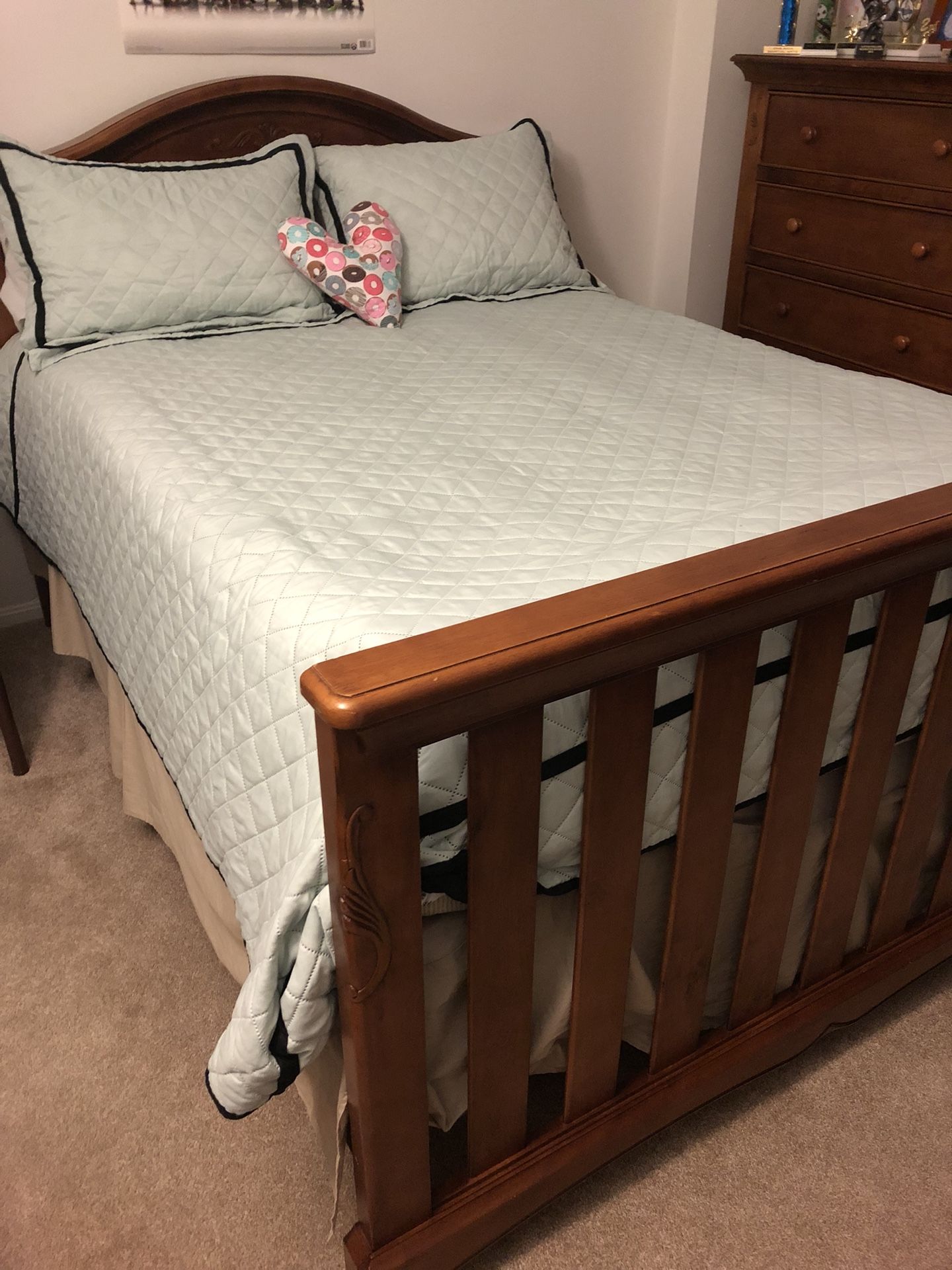 Bedroom set - convertible crib made into a full size bed.