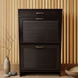 New brown shoe cabinet with top drawer