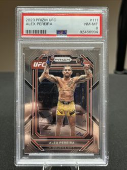 2023 PANINI PRIZM UFC #111 ALEX PEREIRA “POATAN” ROOKIE NEAR MINT PSA 8