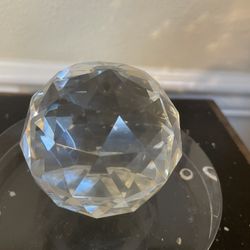 Cut-Glass Multi - Faceted Triangles 3” Round Orb Paperweight 