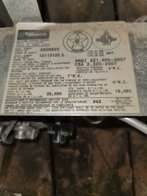 Wall Heater 25000btu Used