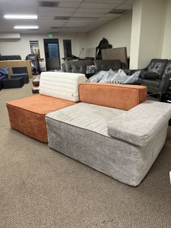 Luck Live Contemporary couch 79.9" Modular Color-Block Sofa, Modern sofa Flannel Fabric, Removable & Washable