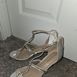 White Satin Heeled Sandals