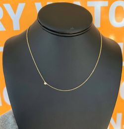 Jewelry New 14k yellow gold solid paper clip natural  diamond 0.11CTW chain necklace 17.00” 0.70mm