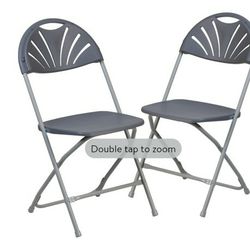 Flash Furniture 2 Pack HERCULES Series 650 lb. Capacity Charcoal Plastic Fan Back Folding Chair

