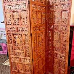 Had Carved 4 Panel Room Divider