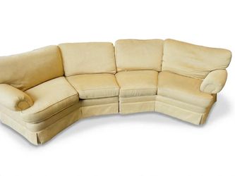 Curved Modular Sectional Sofa - 4 Seater - Light Mustard Beige - 2 Piece