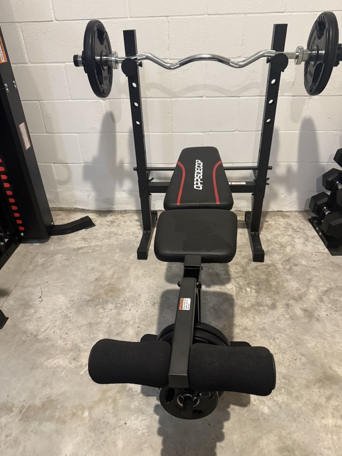 Weight Bench And Curl Bar With Weights