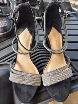 Antonio Melani Black Rhinestone Evening Heels / Sandals - Size 6