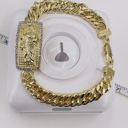 Pulsera San Judas oró laminado 14k/bracelet Saint Jude Gold plated