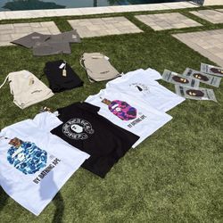 Bape Tees and Essentials Shorts 