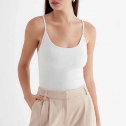 New Express White Scoop Neck Cami Bodysuit XS