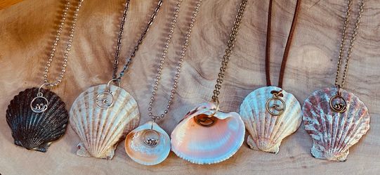 Handmade Wildwood NJ Seashell Necklace Real Beach Shell Wave Charm One of a Kind Coastal Jewelry