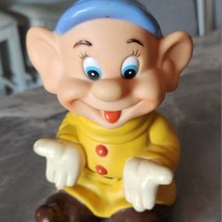 Vintage Walt Disney Production Snow White Dopey Dwarf 7-1/2" Rubber Toy Japan 