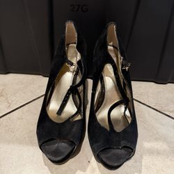 Bakers Black Open Toed High Heels
