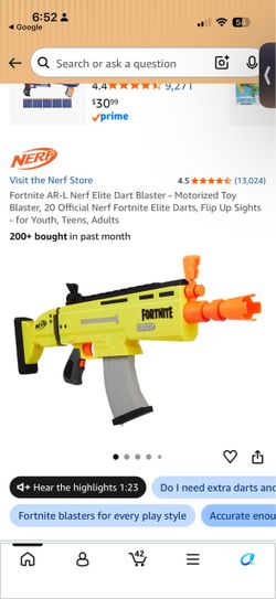 Fortnite AR-L Nerf Elite Dart Blaster - Motorized Toy Blaster