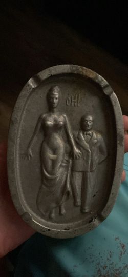 Vintage Metal Relief Plaque Figural Scene