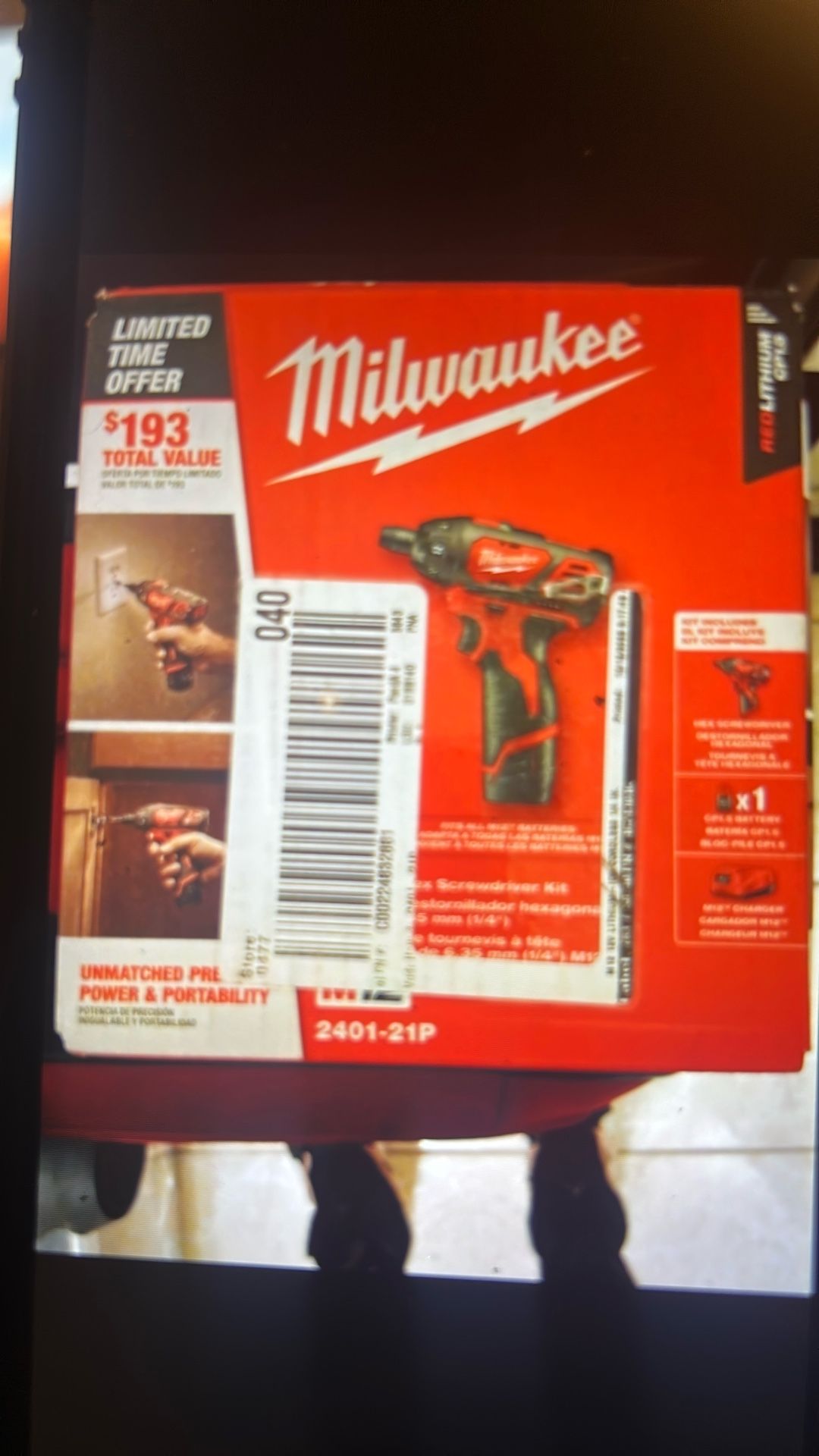 Milwaukee Hex Screwdriver With Battery And One Battery Charger
