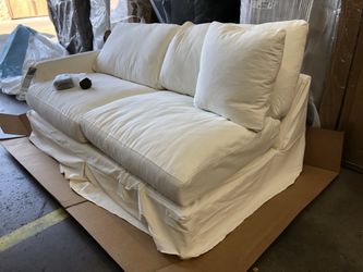 Brand New (HALF Sectional) White Cover Plus Sofa/couch. Living room seating spare room Garage studio