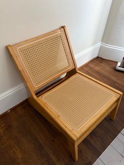 Wood and Cane Accent Lounge Chair