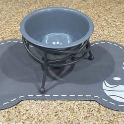 Dog bowl and mat