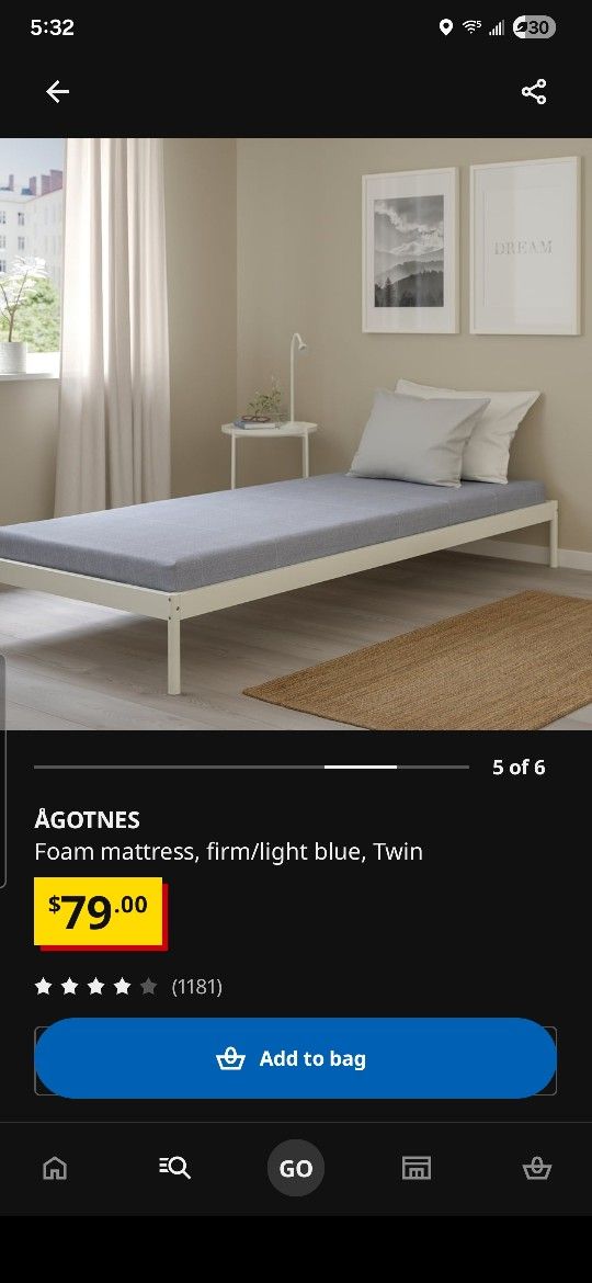 Twin Foam Mattress Firm( Light Blue )