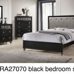 New Black Queen Bedroom 4pc Set We Finance $39 Initial Payment 